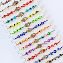 Load image into Gallery viewer, Hand Knitting Evil Eyes Hand Zircon  Bracelet (a set 12pcs) BD0015