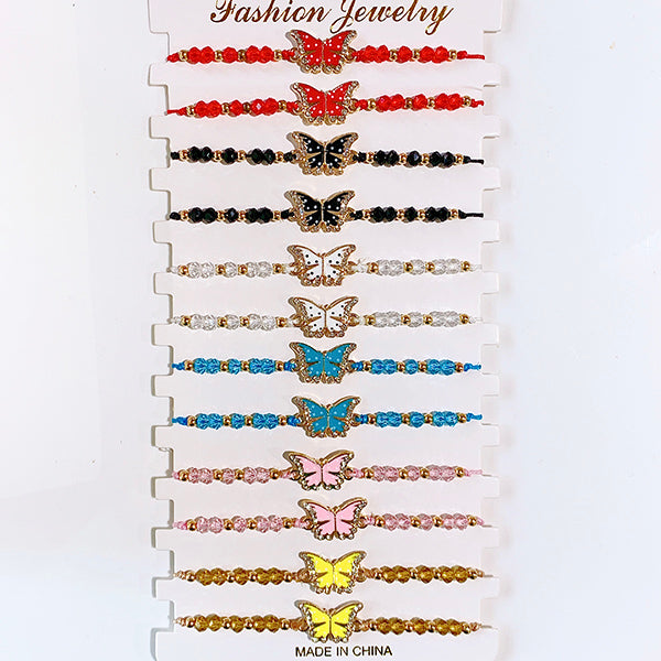 Hand Knitting Butterfly  Zircon  Bracelet (a set 12pcs) BD0016