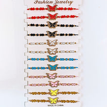 Load image into Gallery viewer, Hand Knitting Butterfly  Zircon  Bracelet (a set 12pcs) BD0016