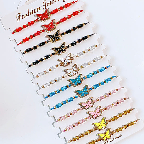 Hand Knitting Butterfly  Zircon  Bracelet (a set 12pcs) BD0016