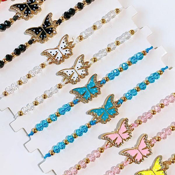 Hand Knitting Butterfly  Zircon  Bracelet (a set 12pcs) BD0016