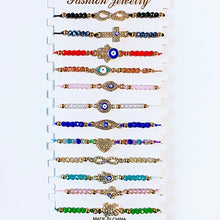 Load image into Gallery viewer, Hand Knitting Evil Eyes Zircon  Bracelet (a set 12pcs) BD0017