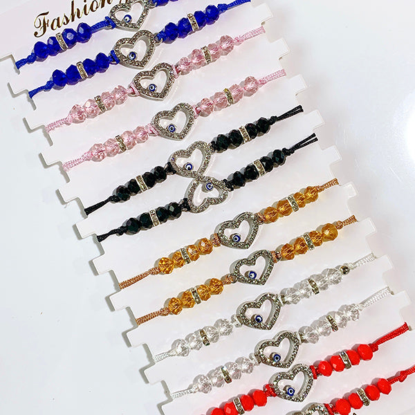 Evil EyesHeart Zircon  Bracelet (a set 12pcs) BD0022