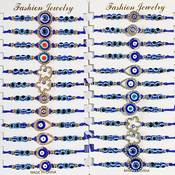 Evil Eyes Zircon Blue Series Bracelet (a set 12pcs) BD0027-28