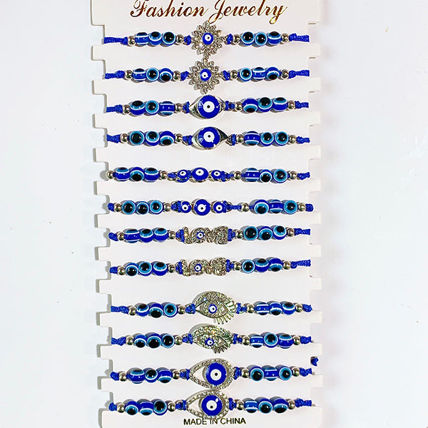 Evil Eyes  Blue Series Zircon Bracelet (a set 12pcs) BD0029