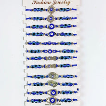 Load image into Gallery viewer, Evil Eyes  Blue Series Zircon Bracelet (a set 12pcs) BD0029