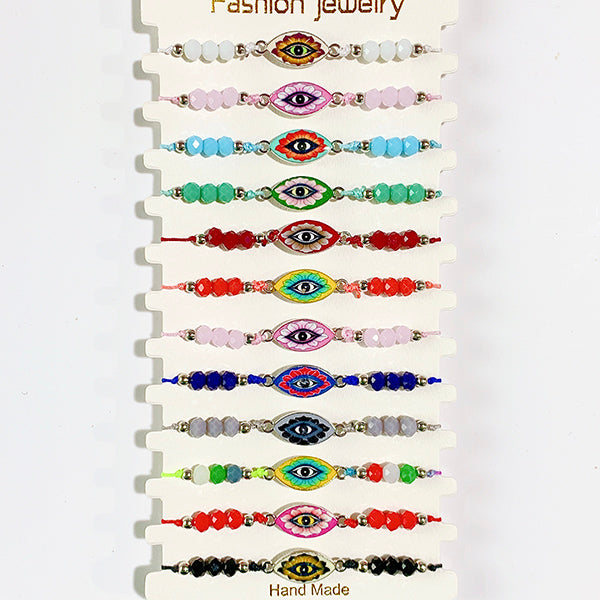 Different Color Evil Eyes Enamel  Bracelet (a set 12pcs) BD0032