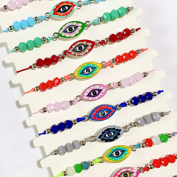 Different Color Evil Eyes Enamel  Bracelet (a set 12pcs) BD0032