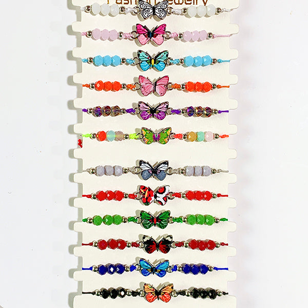 Different Color Butterfly Enamel  Bracelet (a set 12pcs) BD0034