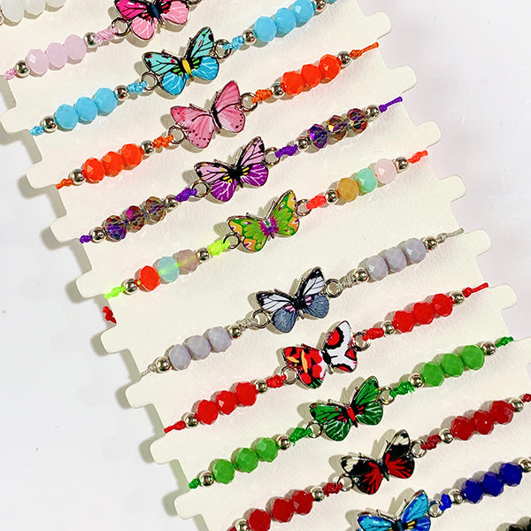 Different Color Butterfly Enamel  Bracelet (a set 12pcs) BD0034