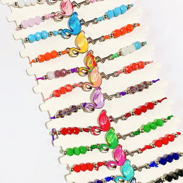 Different Color Flamingo Enamel  Bracelet (a set 12pcs) BD0037