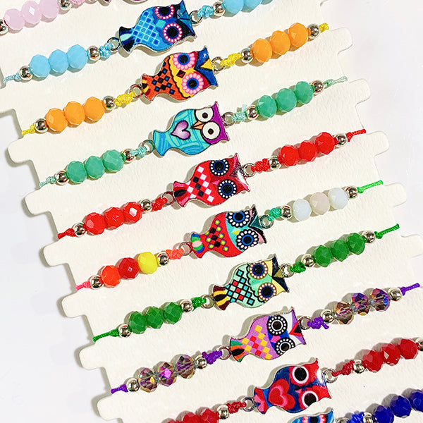 Different Color  Owl Enamel  Bracelet (a set 12pcs) BD0041