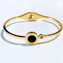 Load image into Gallery viewer, Stainless Steel Black Enamel Zircon  Bracelet BC0046