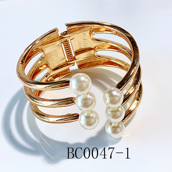 Stainless Steel Imitation Pearl Open Bracelet BC0047