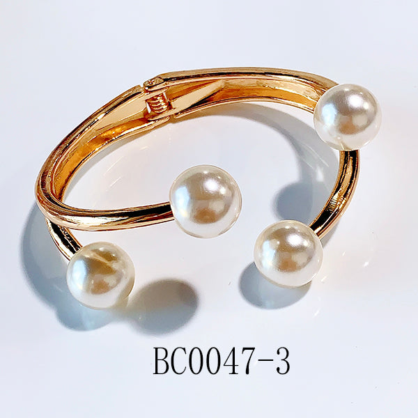 Stainless Steel Imitation Pearl Open Bracelet BC0047