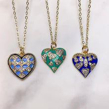 Load image into Gallery viewer, Stainless Steel Heart Enamel Pendant Zircon Necklace NB0068