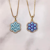 Stainless Steel Evil Eyes Enamel  Pendant Zircon Necklace NB0069