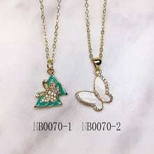 Load image into Gallery viewer, Stainless Steel Butterfly Dragonfly Enamel  Pendant Zircon Necklace NB0070