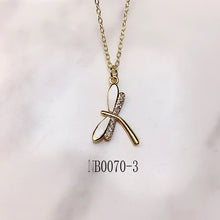 Load image into Gallery viewer, Stainless Steel Butterfly Dragonfly Enamel  Pendant Zircon Necklace NB0070