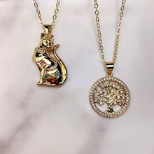 Load image into Gallery viewer, Stainless Steel Cat Tree Pendant Zircon Necklace NB0072