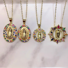 Load image into Gallery viewer, Stainless Steel Virgin Mary Pendant Color Zircon Necklace NB0073