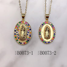 Load image into Gallery viewer, Stainless Steel Virgin Mary Pendant Color Zircon Necklace NB0073