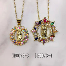 Load image into Gallery viewer, Stainless Steel Virgin Mary Pendant Color Zircon Necklace NB0073