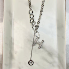 Load image into Gallery viewer, Stainless Steel H Zircon letter Pendant Necklace NC0048