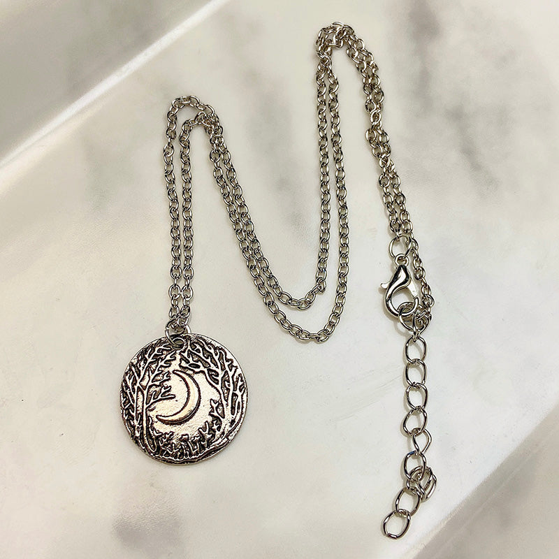 Stainless Steel Butterfly Moon Pendant  Necklace NC0052