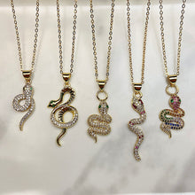 Load image into Gallery viewer, Stainless Steel  Snake Pendant Zircon  Necklace NC0054