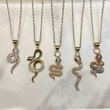 Stainless Steel  Snake Pendant Zircon  Necklace NC0054