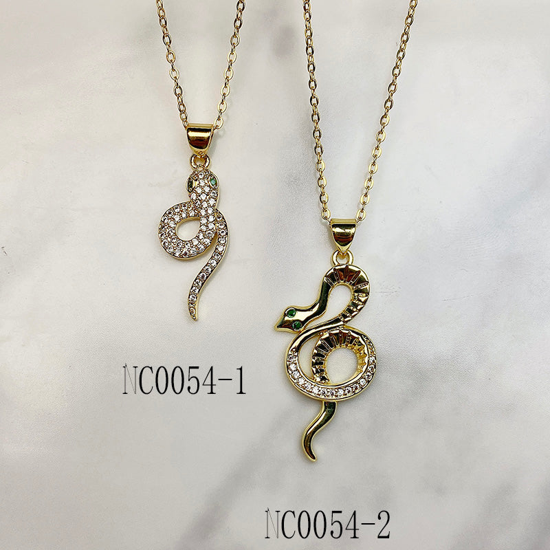 Stainless Steel  Snake Pendant Zircon  Necklace NC0054