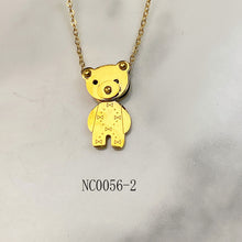 Load image into Gallery viewer, Stainless Steel  Black Enamel Bear Green Zircon Pendant Necklace NC0056