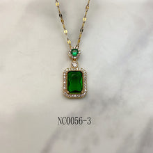 Load image into Gallery viewer, Stainless Steel  Black Enamel Bear Green Zircon Pendant Necklace NC0056