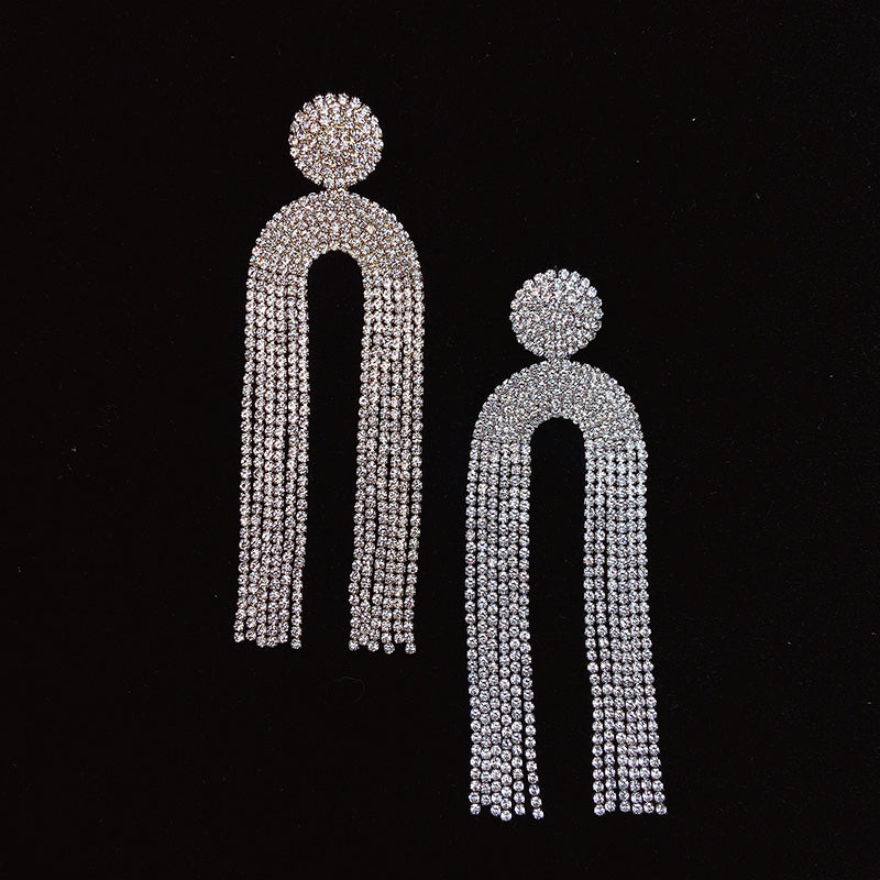 925 Silver-Pin Zircon Long Tassel Earrings ED0002