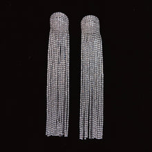 Load image into Gallery viewer, 925 Silver-Pin Zircon Long Tassel Earrings ED0004