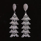 925 Silver-Pin Zircon  Christmas Tree Earrings ED0006