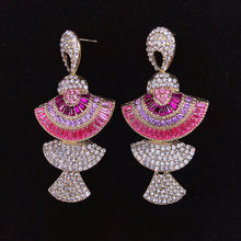 Load image into Gallery viewer, 925 Silver-Pin Pink Zircon Long  Earrings ED0010