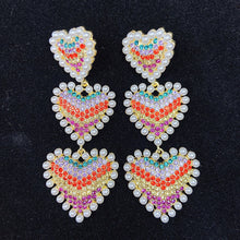 Load image into Gallery viewer, 925 Silver-Pin Heart Color Zircon  Imitation Pearl Earrings ED0011