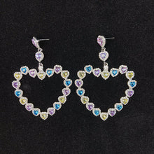 Load image into Gallery viewer, 925 Silver-Pin Heart Color Zircon Earrings ED0012