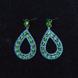 925 Silver-Pin Green Blue Zircon Water Drop Earrings ED0014