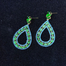 Load image into Gallery viewer, 925 Silver-Pin Green Blue Zircon Water Drop Earrings ED0014