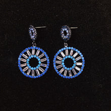 Load image into Gallery viewer, 925 Silver-Pin Round Blue Zircon Earrings ED0015