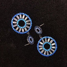 Load image into Gallery viewer, 925 Silver-Pin Round Blue Zircon Earrings ED0015