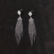 Load image into Gallery viewer, Alloy Cat&#39;s Eye Zircon Tassel Earrings ED0017