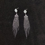 Alloy Cat's Eye Zircon Tassel Earrings ED0017