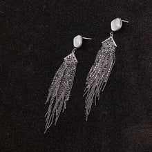 Load image into Gallery viewer, Alloy Cat&#39;s Eye Zircon Tassel Earrings ED0017