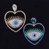 Alloy Evil Eyes Heart Color Zircon Earrings ED0019