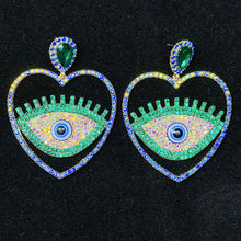 Load image into Gallery viewer, Alloy Evil Eyes Heart Color Zircon Earrings ED0019