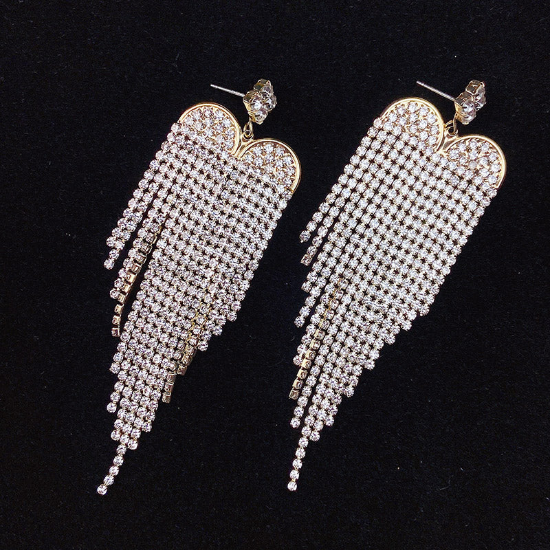 925 Silver-Pin Tassel Zircon Earrings ED0020